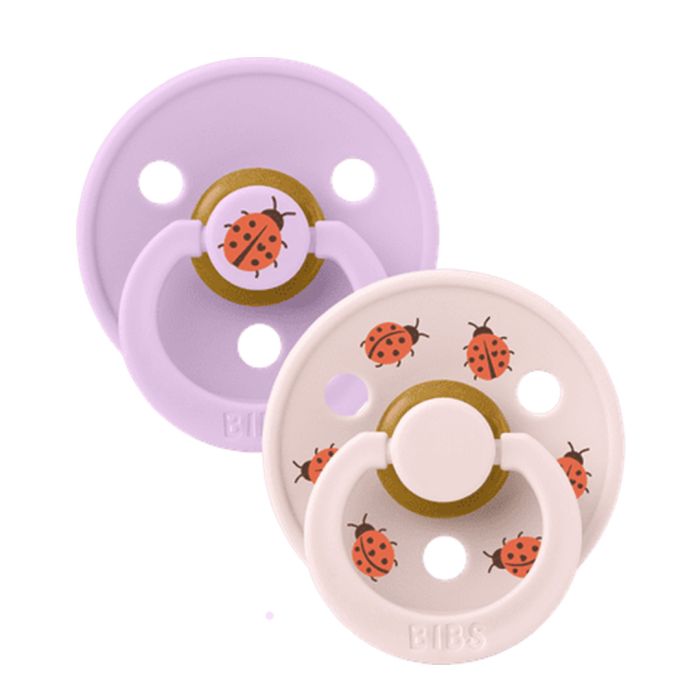 Smokk, BIBS, 2 Pk, Ladybug Latex Size 2, Violet Sky Mix