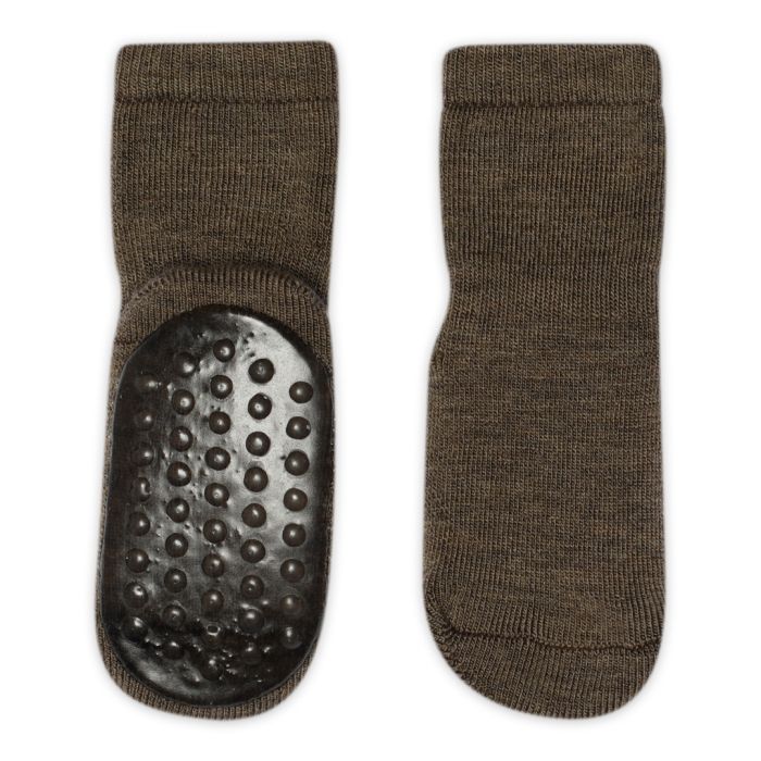 GoBabyGo Antiskli Ullsokker, Brown Melange