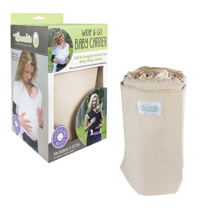 Bæresjal, Woombie Wrap&Go, Nyfødt til 16 kg, Creme