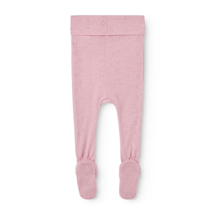 MarMar Leggings Ull m/fot, Pointelle, Pixa, Soft Berry