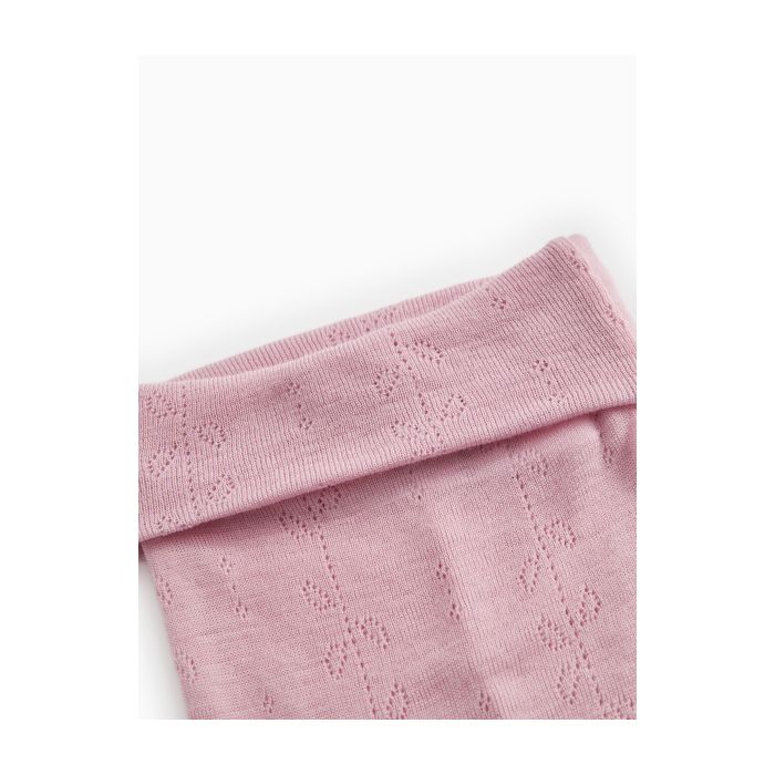 MarMar Leggings Ull m/fot, Pointelle, Pixa, Soft Berry