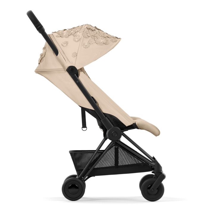 Cybex Coya, Matt Black, Flowers Beige, Barnevogn
