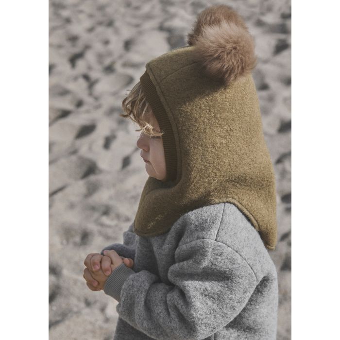 Huttelihut Balaclava Ull/Alpaca Pompoms,, Beetle