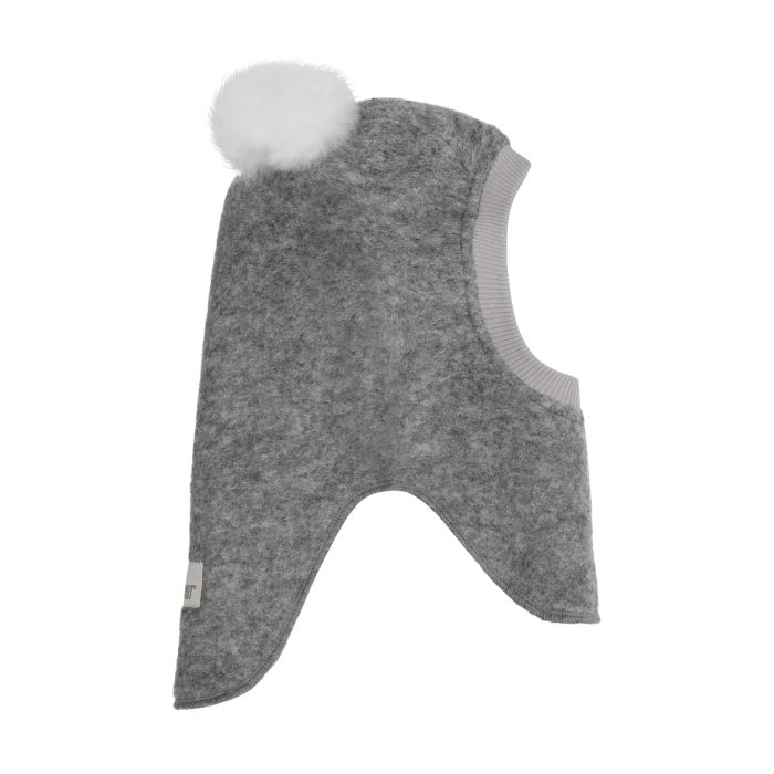 Huttelihut Balaclava Wool Alpaca Pompoms, Medium Grey M