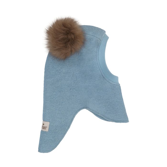 Huttelihut Balaclava Wool Alpaca Pompoms, Windward Blue