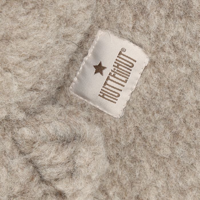 Huttelihut Balaclava m/ører, Ull Teddy, Camel Melange