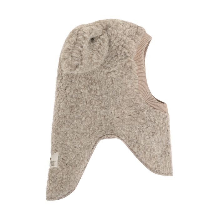 Huttelihut Balaclava m/ører, Ull Teddy, Brown/Camel M