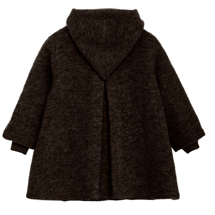 Jakke, Huttelihut, Hood Wool w. Lining, Dark Brown Melange