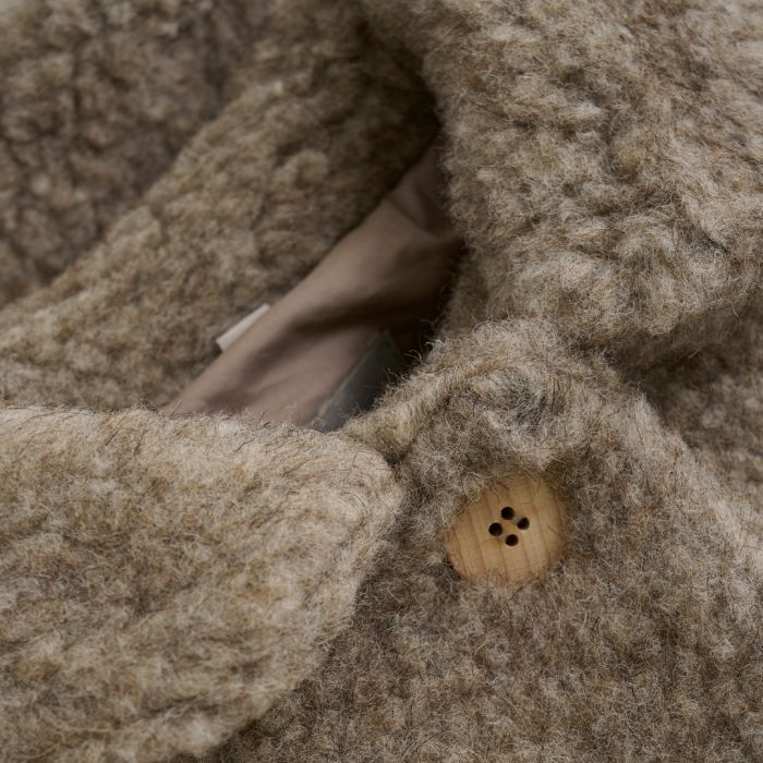 Jakke, Huttelihut, Wool Teddy w. Lining, Camel Melange