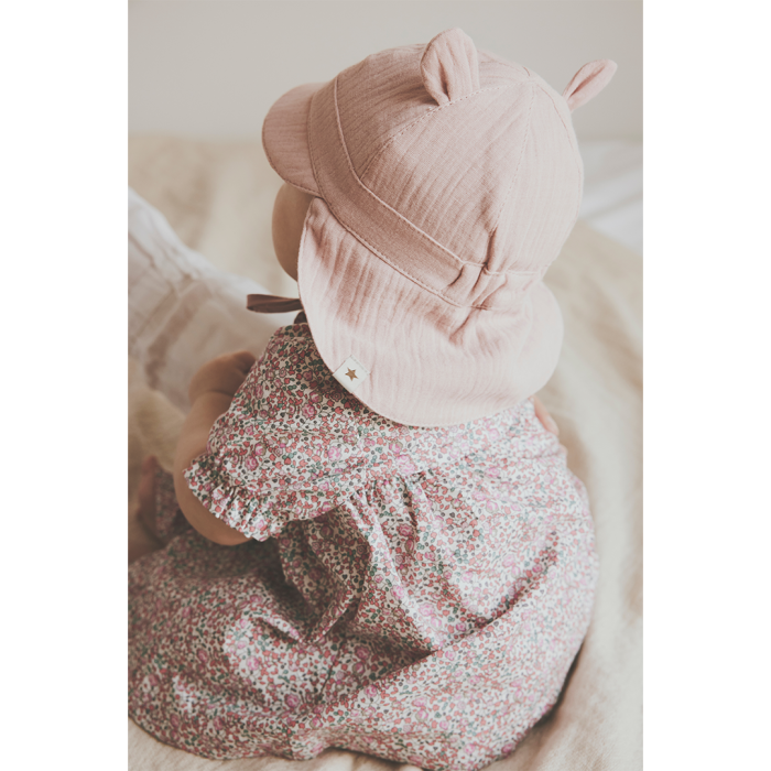 Huttelihut Sommerlue m/ører Muslin, Pale Mauve