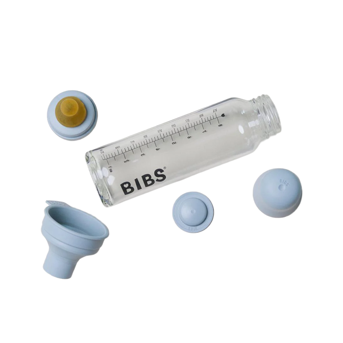 BIBS Glassflaske, Latex 225ml Baby Blue