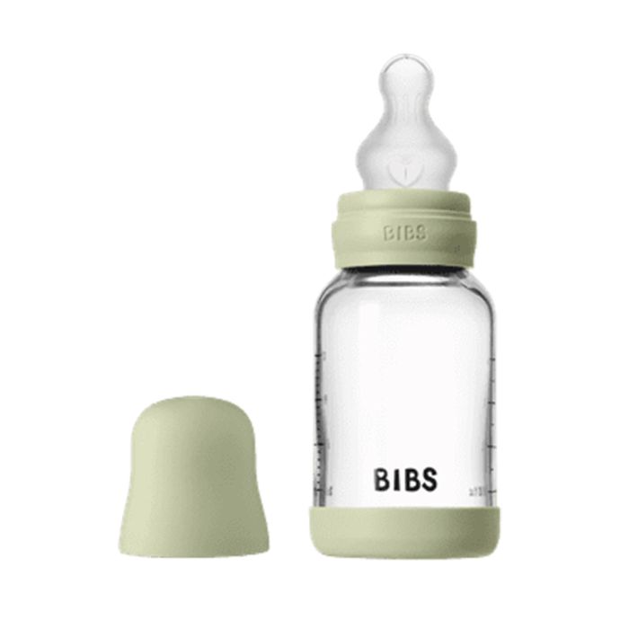 BIBS Glassflaske, Silikon, 120 ml, Slow Flow, Sage