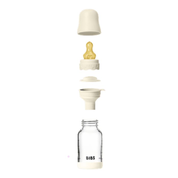 BIBS Glassflaske, Boheme, Latex, 120 ml, Slow Flow, Ivory