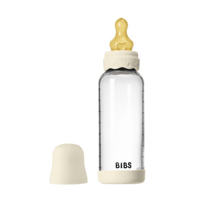 BIBS Glassflaske, Boheme, Latex, 240 ml, Medium Flow, Ivory