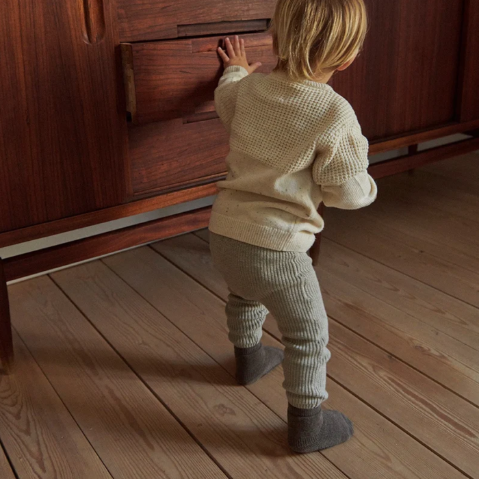 GoBabyGo Antiskli Ullsokker, Light Brown Melange