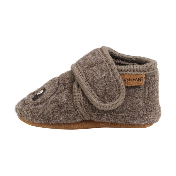 EnFant Ulltøfler m/Broderi, Chocolate Brown