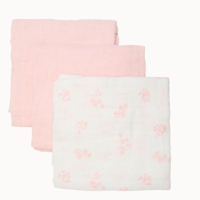 Gassklut, Pippi, Muslin, Veiled Rose, 3pk