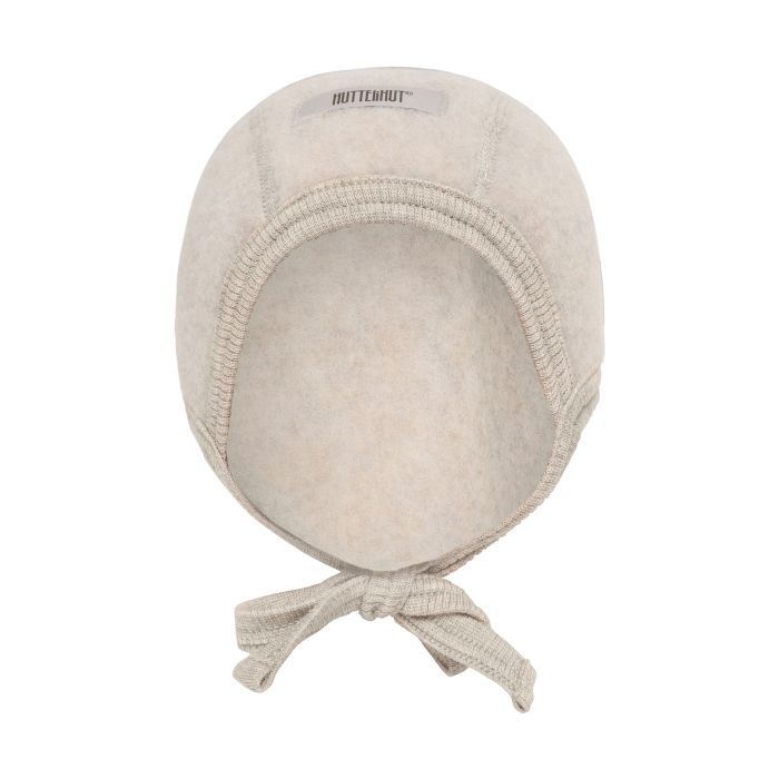 Huttelihut Lue m/knyting, Ull Camel Melange 