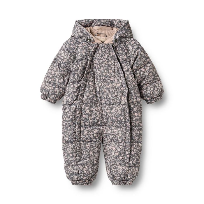 Wheat Vinterdress Baby, Edem, Dark Charcoal Flowers