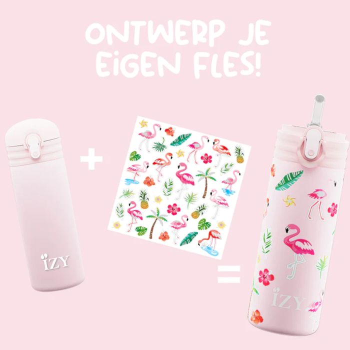 Drikkeflaske, IZY Kids, Pink Flamingo, 350 ml