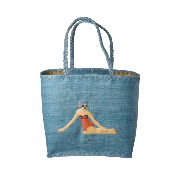 Bag med stort broderi av svømmer, Stor, Rice