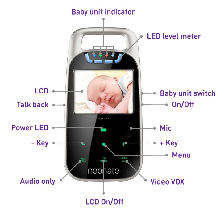 Video babycall, BC8000DV, Neonate, Sort