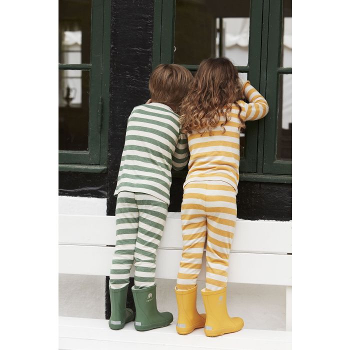Celavi - Stripet Genser - Elm Green