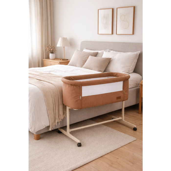 4ME, Premium Bed-Side Crib, Warm Brown