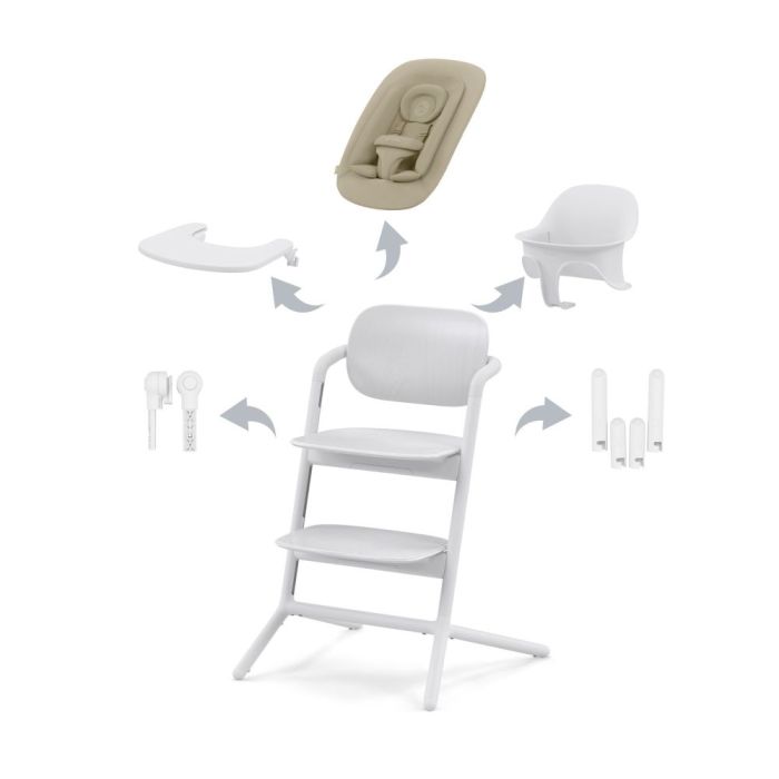 Spisestol, Cybex, Lemo 4-in-1, All White, Inkl Læringstårnsett