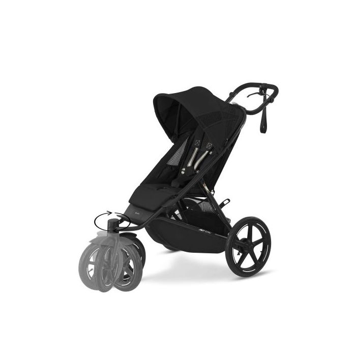 Komplett vogn, Cybex, Avi Spin, BLK Moon Black inkl. liggedel Moss Green