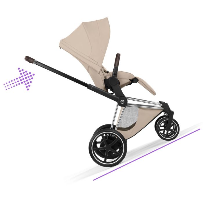 Cybex ePriam, Style Collection, Komplett Barnevogn, New Generation, Chrome/Cozy Beige