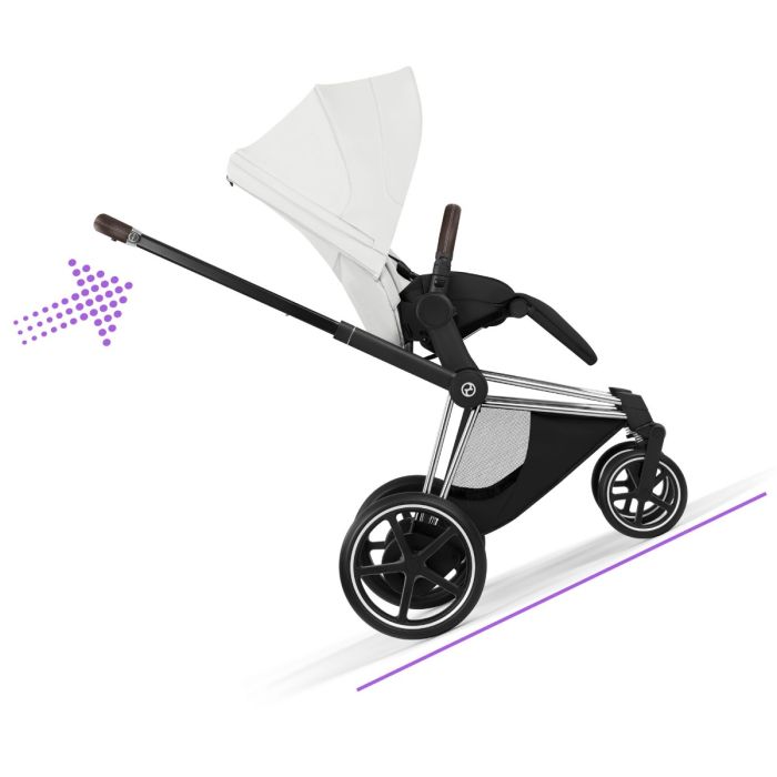 Cybex ePriam, Style Collection, Komplett Barnevogn, New Generation, Chrome/Off White