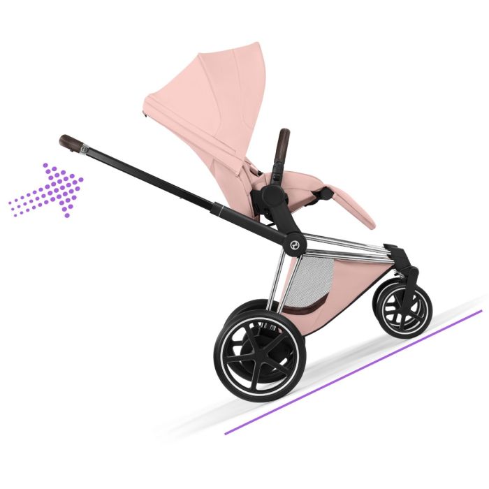 Cybex ePriam, Style Collection, Komplett Barnevogn, New Generation, Chrome/Peach Pink