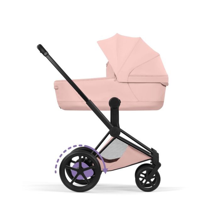 Cybex ePriam, Style Collection, Komplett Barnevogn, New Generation, Matt Black/Peach Pink