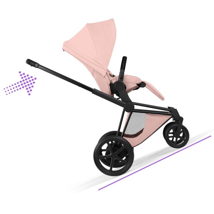 Cybex ePriam, Style Collection, Komplett Barnevogn, New Generation, Matt Black/Peach Pink