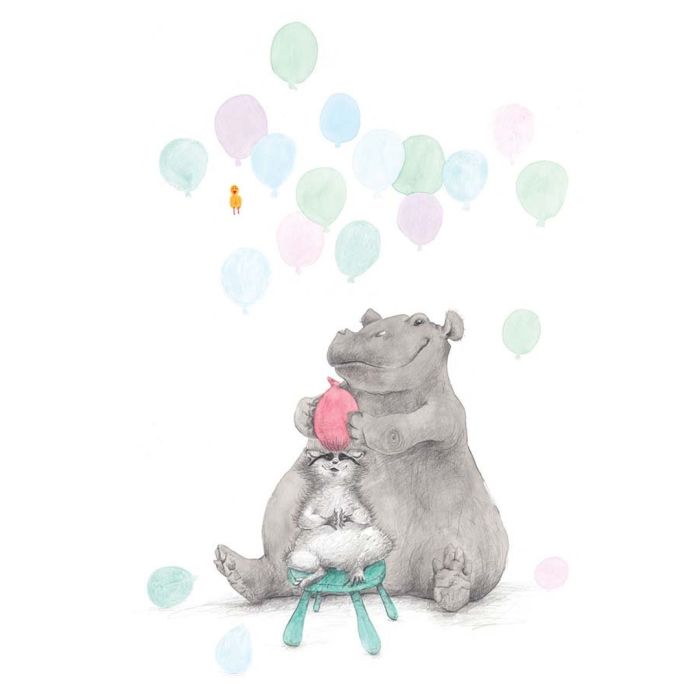 Poster, Tails, Flodhesten og ballongene, 30x40 cm