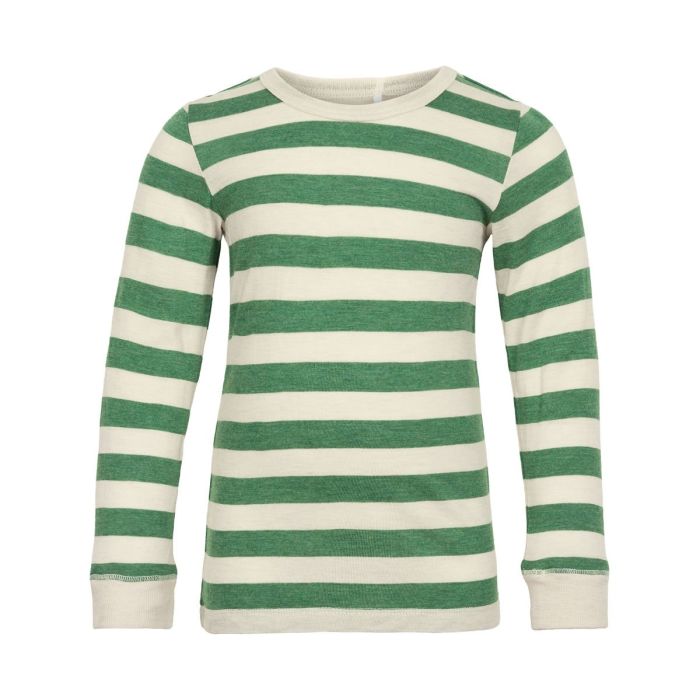 Celavi - Stripet Genser - Elm Green