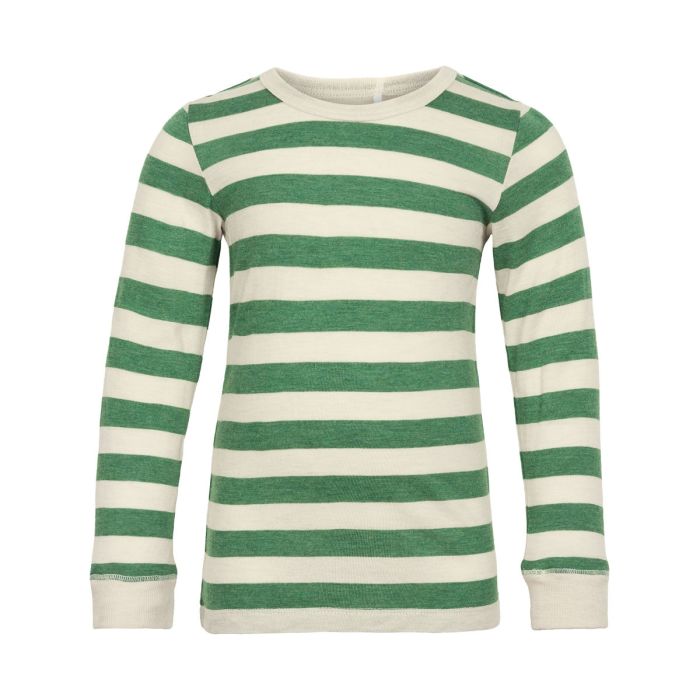 Celavi - Stripet Genser - Elm Green