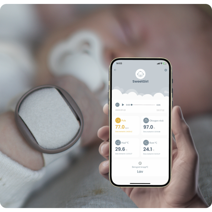 BabySensor Relax, Smart Babycall med sensor, 4G Live kamera og familie­deling
