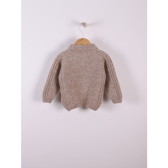 Wedoble Genser m/knepp, Merinoull, Mørk Beige