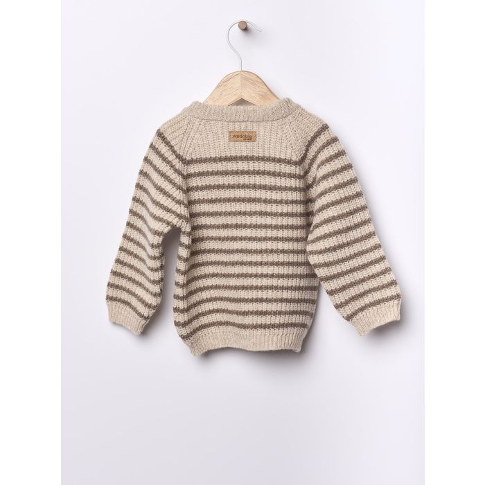 Wedoble Genser, Merinoull, Stripet, Beige/Brun