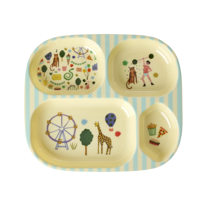 Barnetallerken med 4 rom, Mint karnevalmotiv, Rice