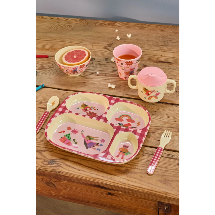 Babyservise i gaveeske, Hero print, Rice