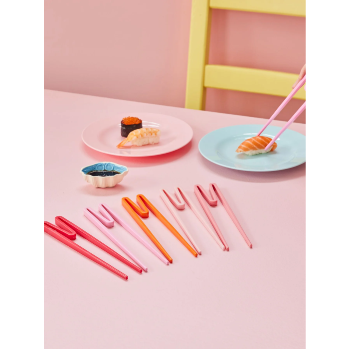 Plastspisepinne for nybegynnere, 1stk, Rice - Baby Rosa
