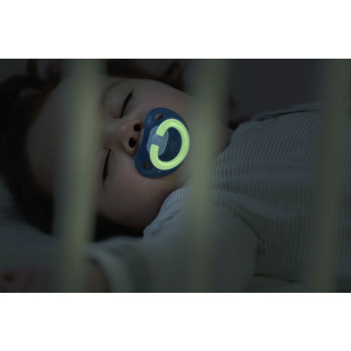 NUK Smokk,Pacifier Night/Day,  Blue/White  2pk, 0-6 mnd
