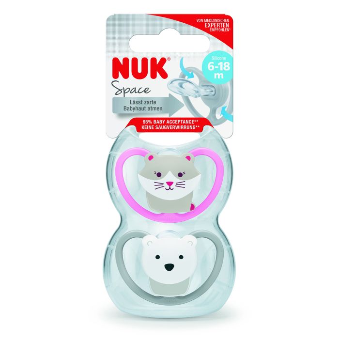 NUK,  Smokk Katt/Isbjørn 2pk, 6-18 mnd