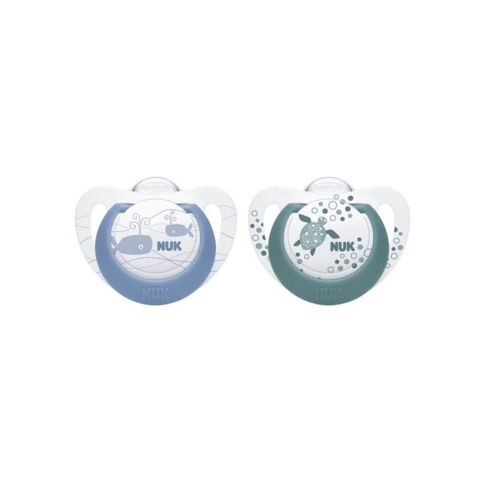NUK Smokk, Pacifier Genius Blue/Green 2pk, 0-6 mnd