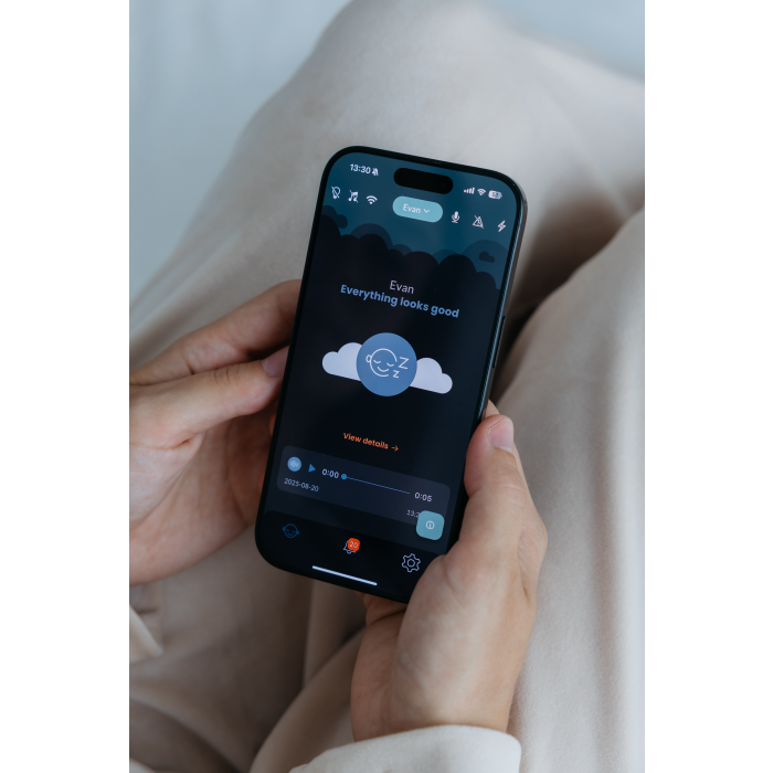 BabySensor Relax, Smart Babycall med sensor, 4G Live kamera og familie­deling