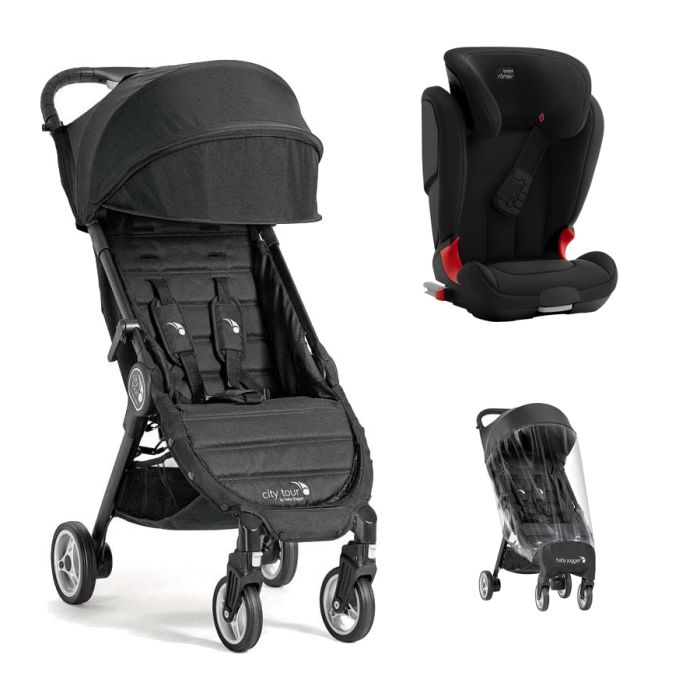 Reisepakke. BabyJogger City Tour Onyx. Inkl. Regntrekk + Britax Kidfix XP