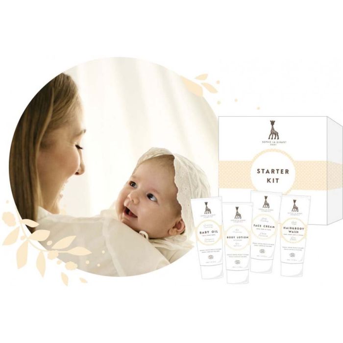 Startsett, Sophie la Girafe, Ansiktskrem, Bodylotion, Babyolje og Hair & Body Wash